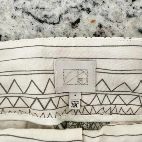 Anthropologie Coquille Linen Blend Scribble Ombre Neutral Belted Shorts Size 4 - Picture 4 of 5